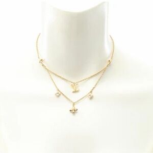 Floragram Pendant Necklace Artificial Pearl and Gold